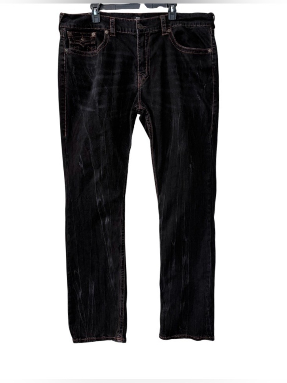 True Religion Ricky Super men’s T-straight leg relaxed fit black dark wash jeans